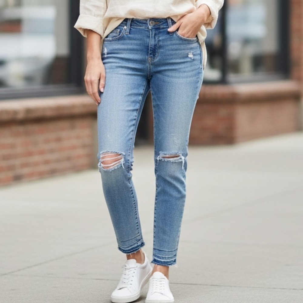 AG Adriano Goldschmied Light Blue Distressed Skinny Jeans